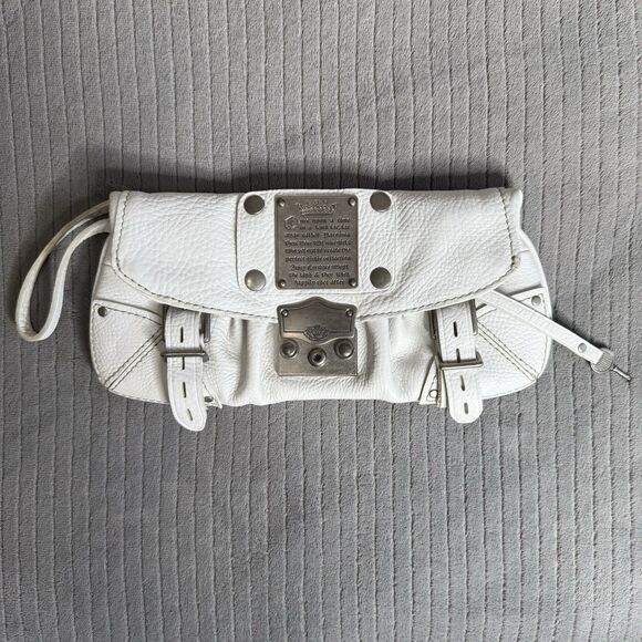 Y2K 2000 Juicy Couture Clutch White Genuine Leather Vintage